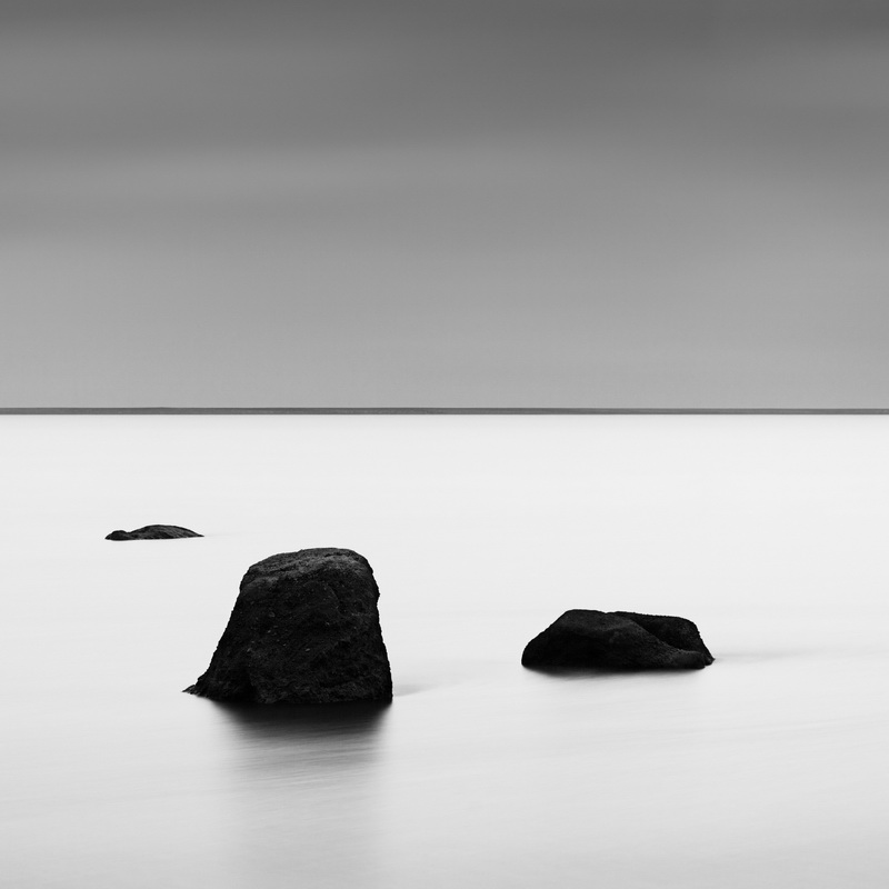 100 Three rocks and a line by Michel Rajkovic